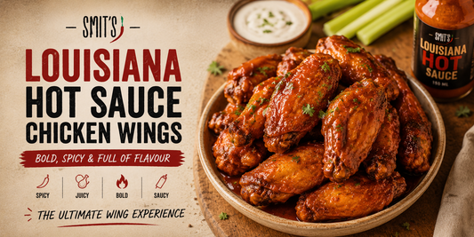 Wings with louisiana Southern Style Hot Sauce